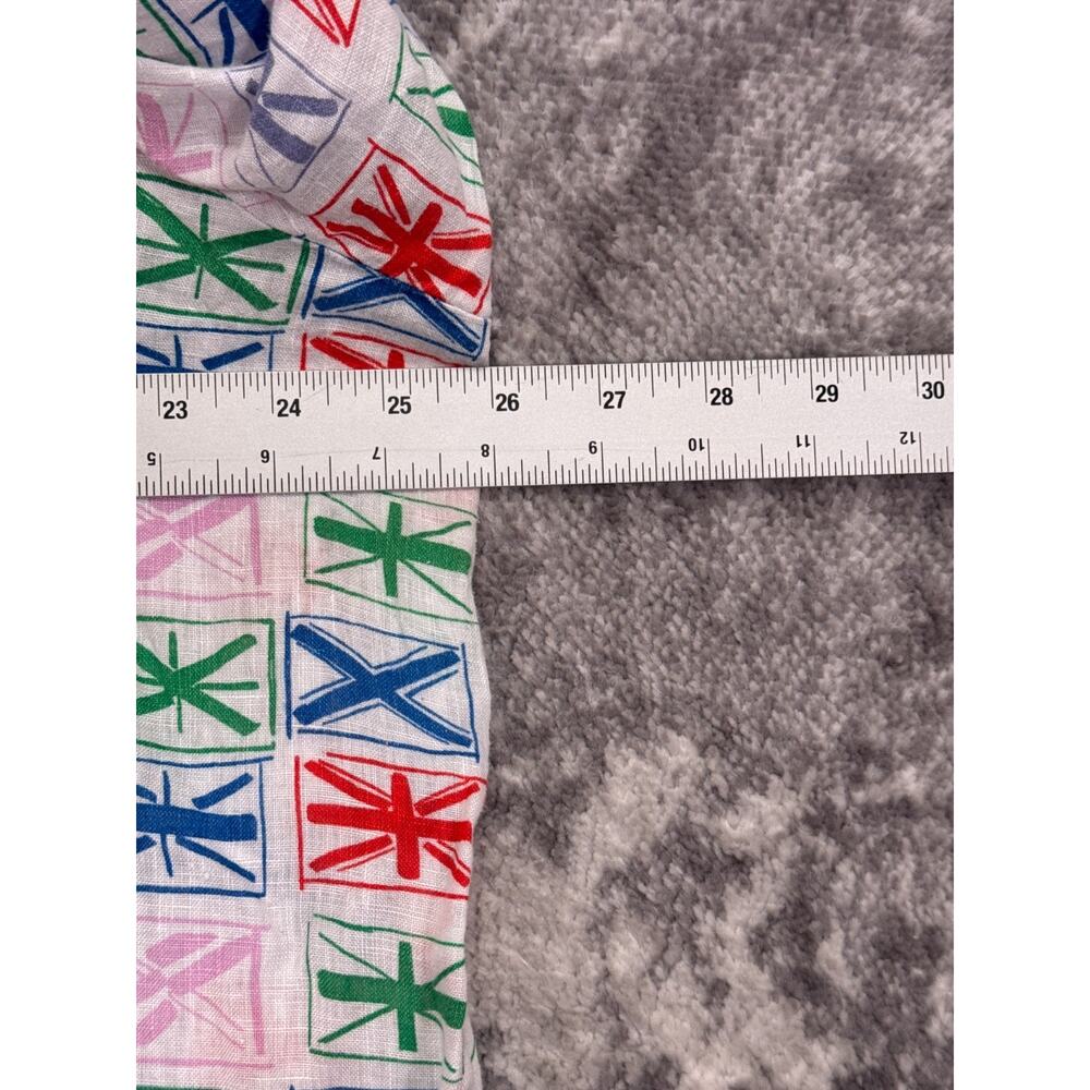Boden 100% Linen Button Down Shirt Top 18 L Long Womens Flag Print - Picture 4 of 9